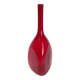 Triangular red glass vase by Gunnar Ander for Elme Glasbrück.