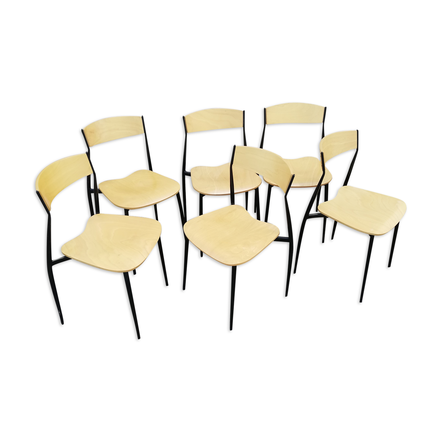 Set de 6 chaises vintage métal et bois