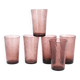 Six bubbled Biot glasses in purple glass, 1970s