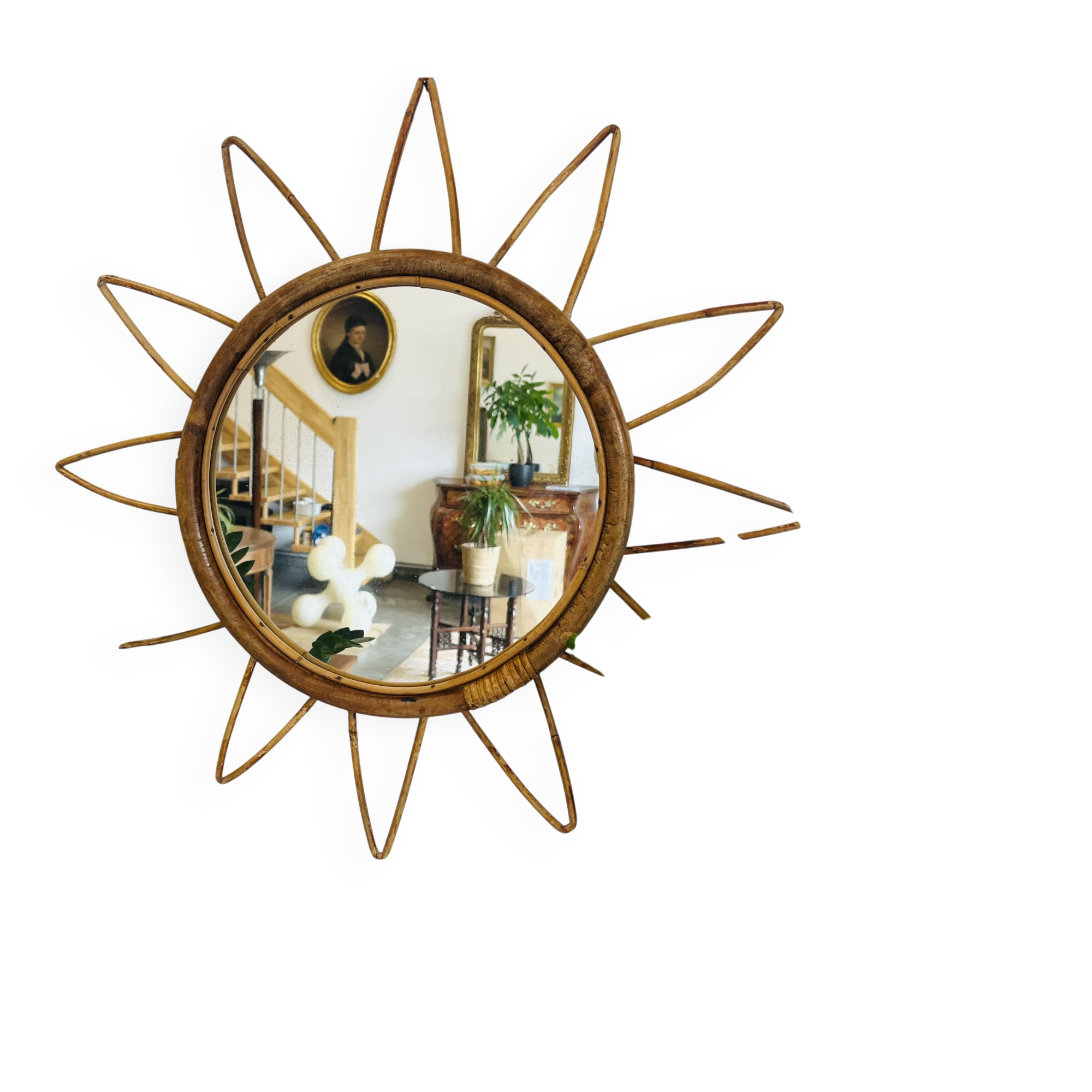 Rattan sun mirror – vintage 60s