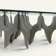 Minimalist sculptural coffee table in metal and glass – 1970