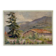 Oil painting on canvas "Mountain, fir tree and house" no. 51