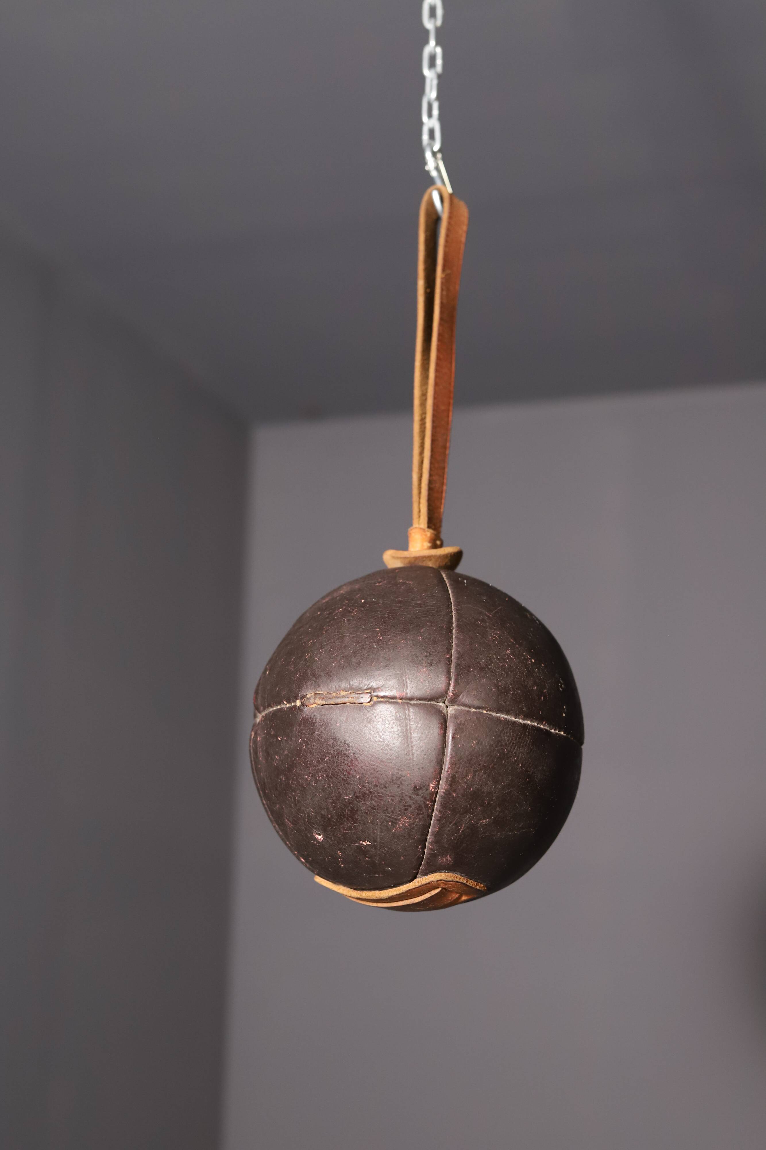 Large Vintage Leather Medicine Ball