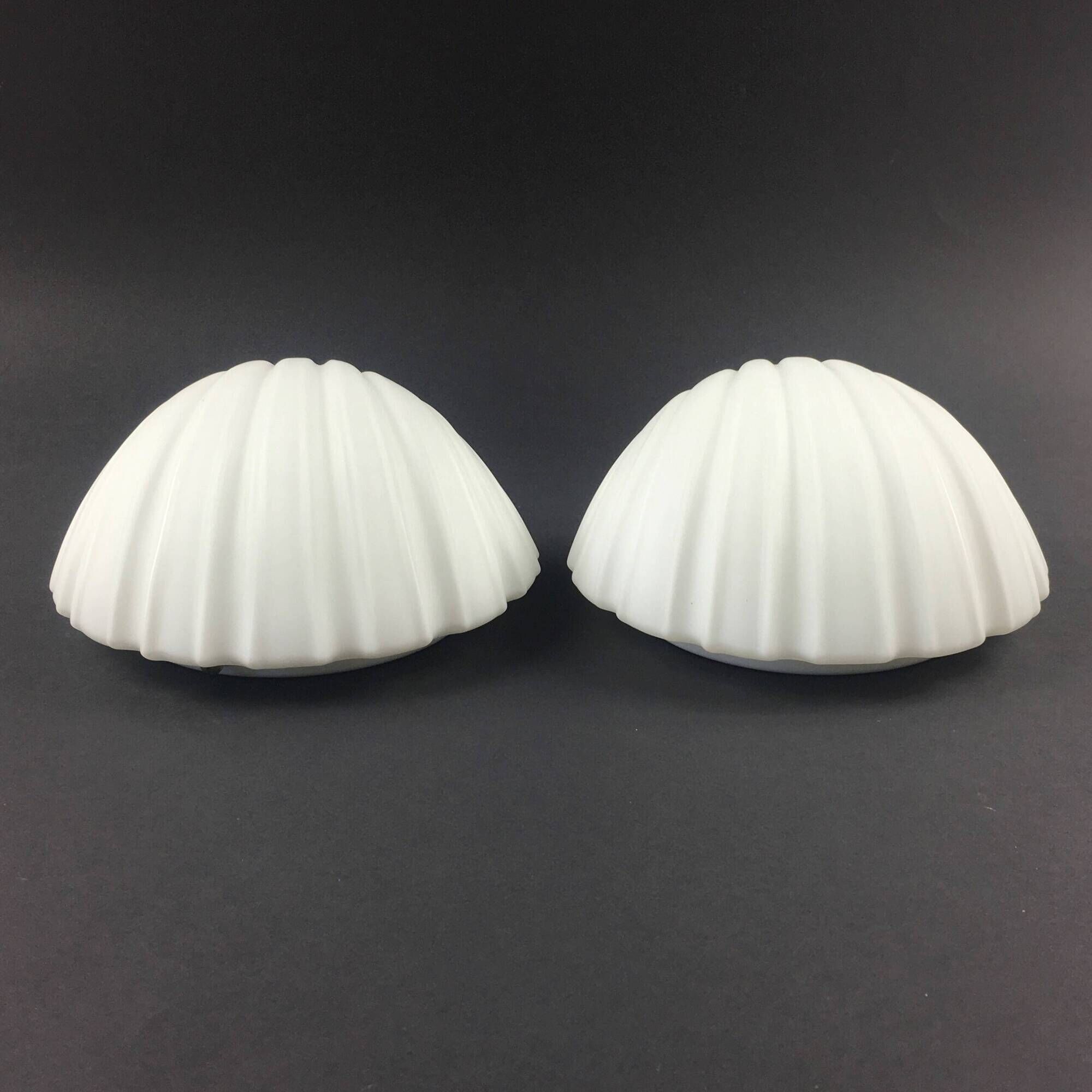 Pair of Opaline Glass Shell-Shaped Wall Lights from Limburg, Germany, 1970s