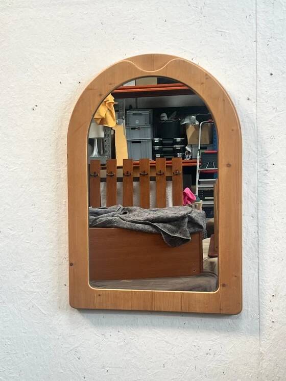 Vintage Large Pine Wooden Mirror, Sweden 1970's