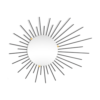 Miroir soleil vintage fer noir 72x57cm