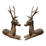 Paire de cerf, sculpture, cerf laiton, décoration intérieur, bouddhiste, collection, deer, brass
