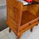 Compass foot bedside table in oak and opaline glass