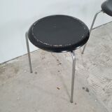 Set of two black "Dot" stools by Arne Jacobsen for Fritz Hansen