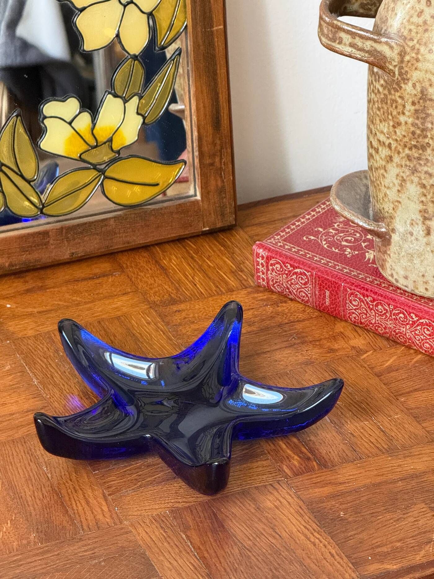 Blue glass catch-all trays