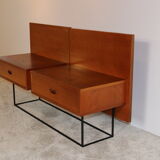 Floating bedside tables in teak veneer - Belgium - 1960's