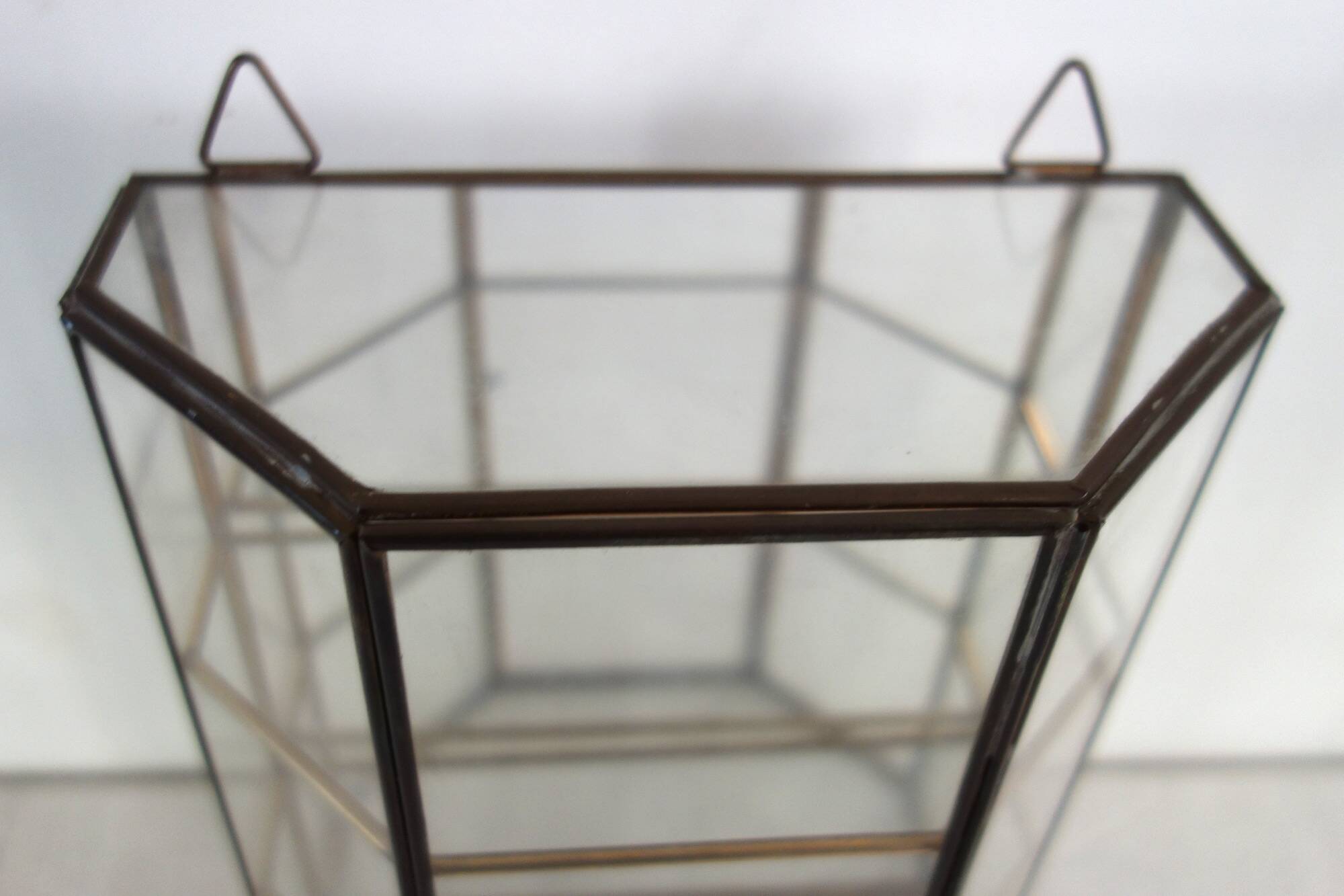 Vintage Wall Display Cabinet Glass, brass and mirror