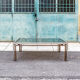 Coffee table in steel and brass, with decorations in colored plexiglas Italy 70s