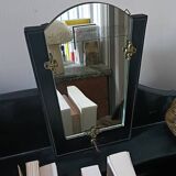 Art Deco leather and bronze mirror