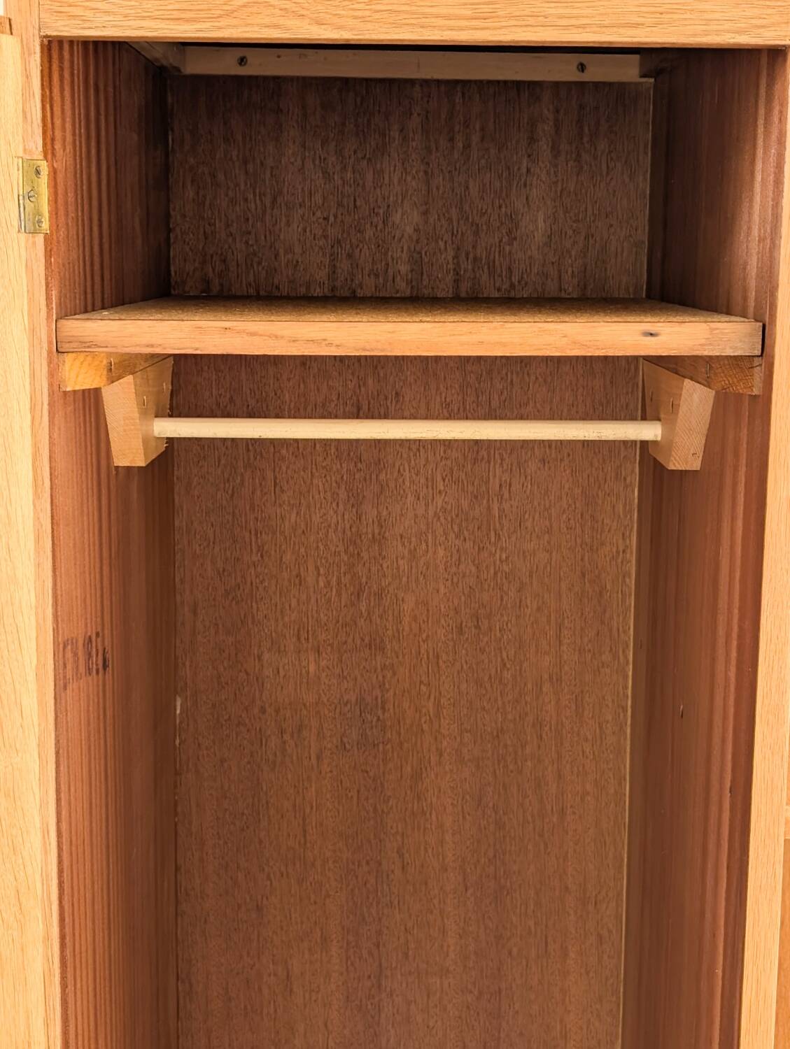 Renovated vintage 1950s oak boarding school wardrobe