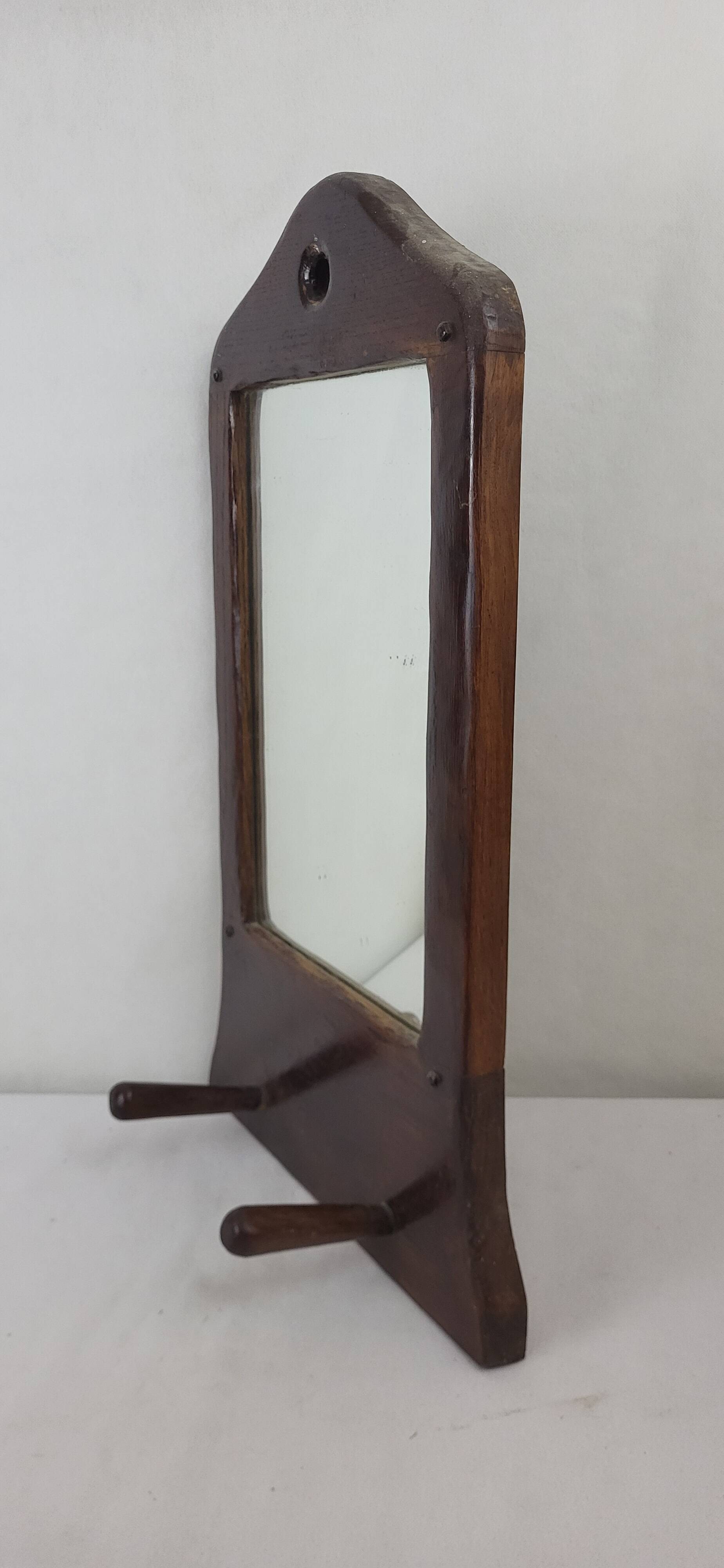 Miroir brutaliste en bois 1950