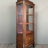Vitrine ancienne en marqueterie et bronze, XIXème siècle