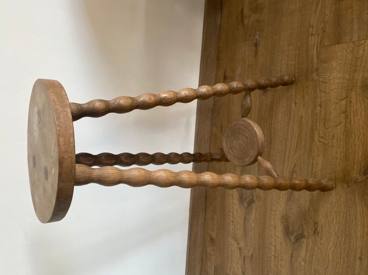 High tripod wooden stool