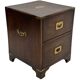 Vintage set of wooden bedside tables in military campaign style design