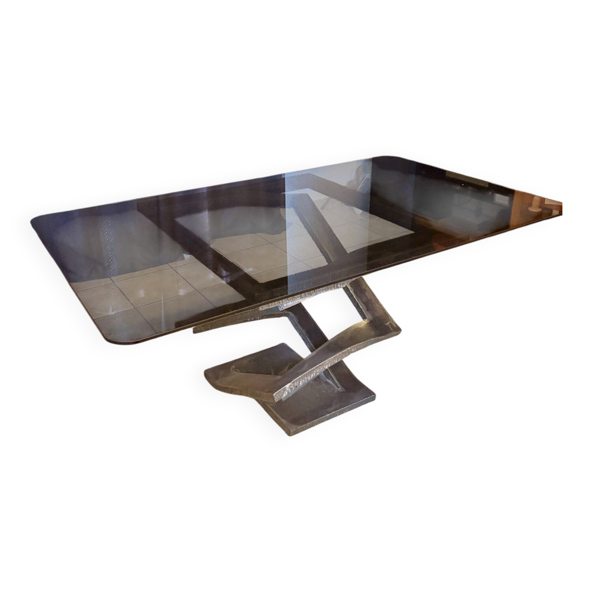 Iron flower table by Maurice Barilone for Roche Bobois