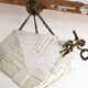 Art Deco Chandelier/Ceiling Light/Cast Glass Pyramid Shape & Angelo Frame