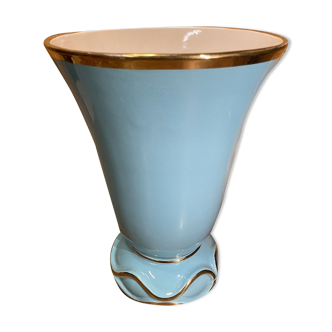Superb large vase vintage cornet years 50,60', letalle saint clement, blue