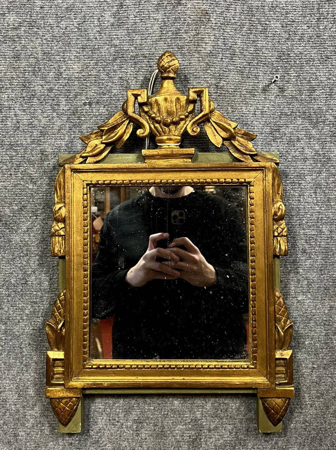 Louis XVI style mirror in gilded wood and lacquered wood circa 1900