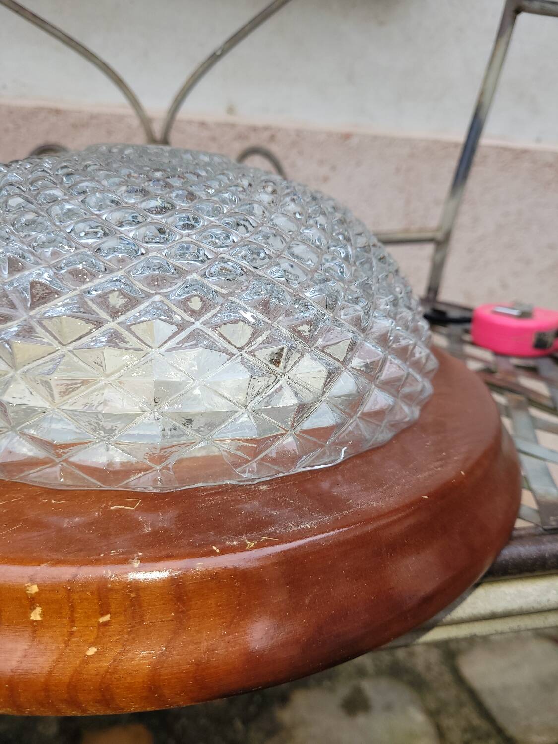 Round molded glass ceiling light