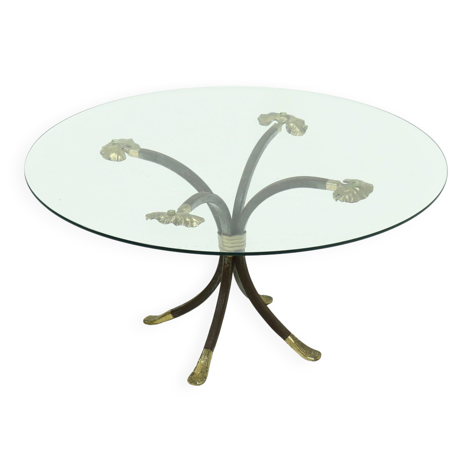 Coffee Table by Manfred Bredohl in Brass and Forged Iron 1970s