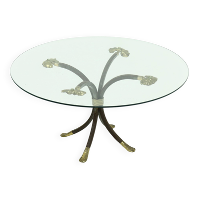 Table basse de Manfred Bredohl en laiton et fer forgé, années 1970