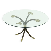 Table basse de Manfred Bredohl en laiton et fer forgé, années 1970