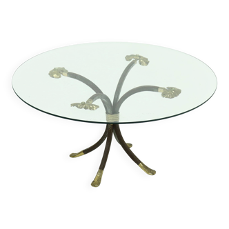 Coffee Table by Manfred Bredohl in Brass and Forged Iron 1970s