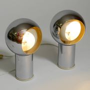Pair of large Mid Century Space Age chrome table lamps - Made in Italy
