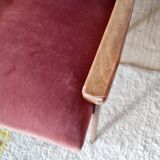 Vintage Scandinavian armchair from the 50s/60s – tapered legs, wood & velvet