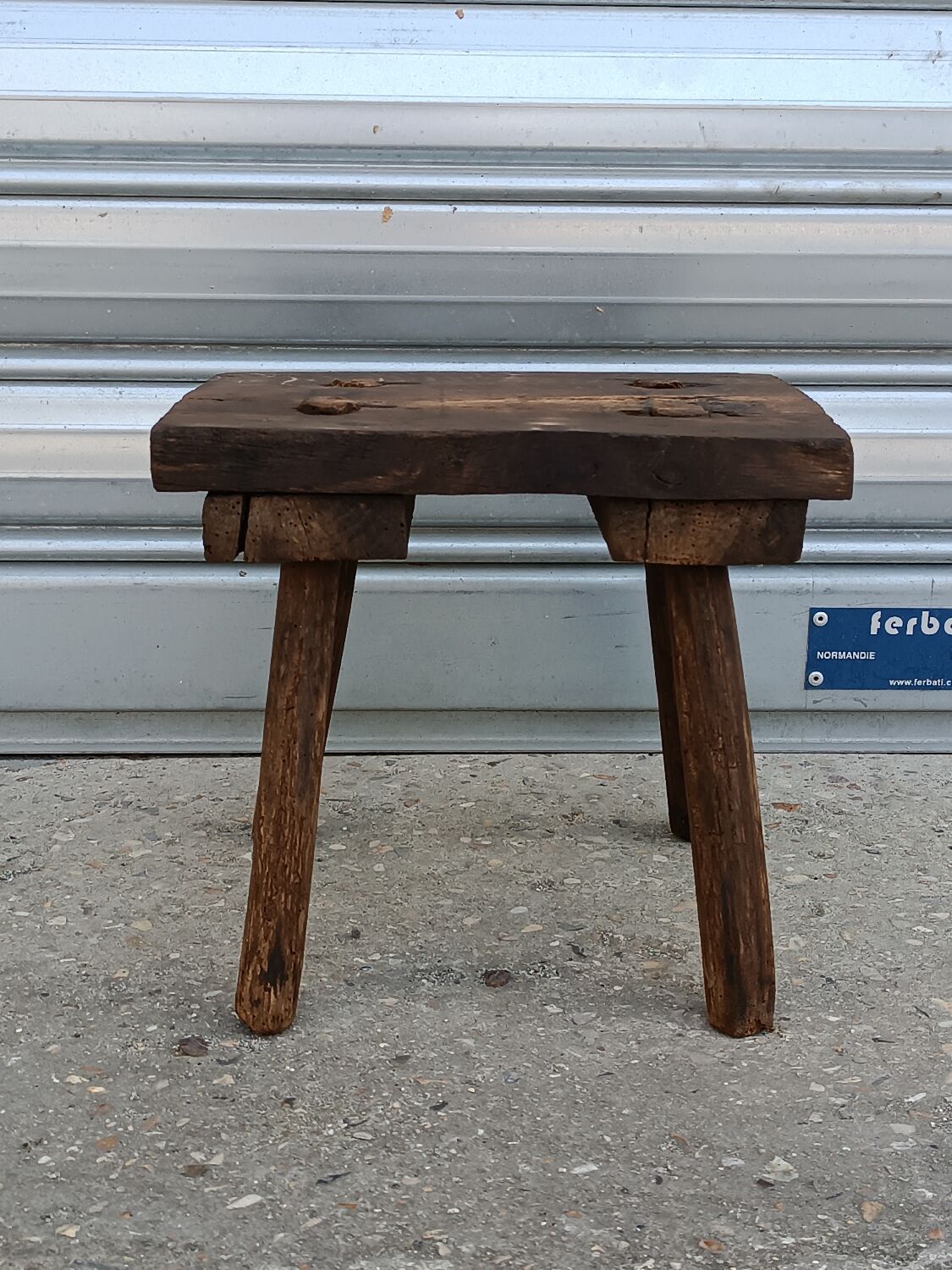 Solid oak milking stool