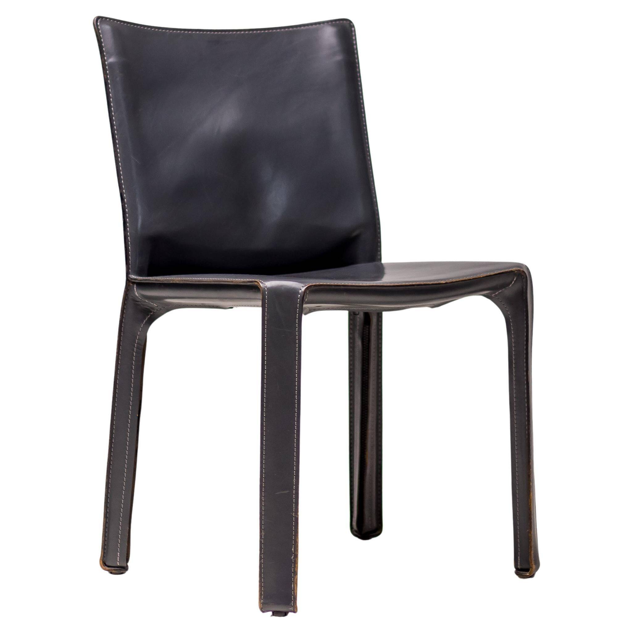 Elephant grey leather Cab Dining dining chair by Mario Bellini for Cassina