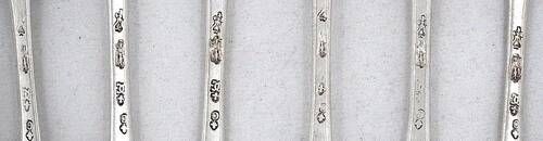 Rare set of 6 silver teaspoons, 18th century, Besançon, Gounot, Uniplat