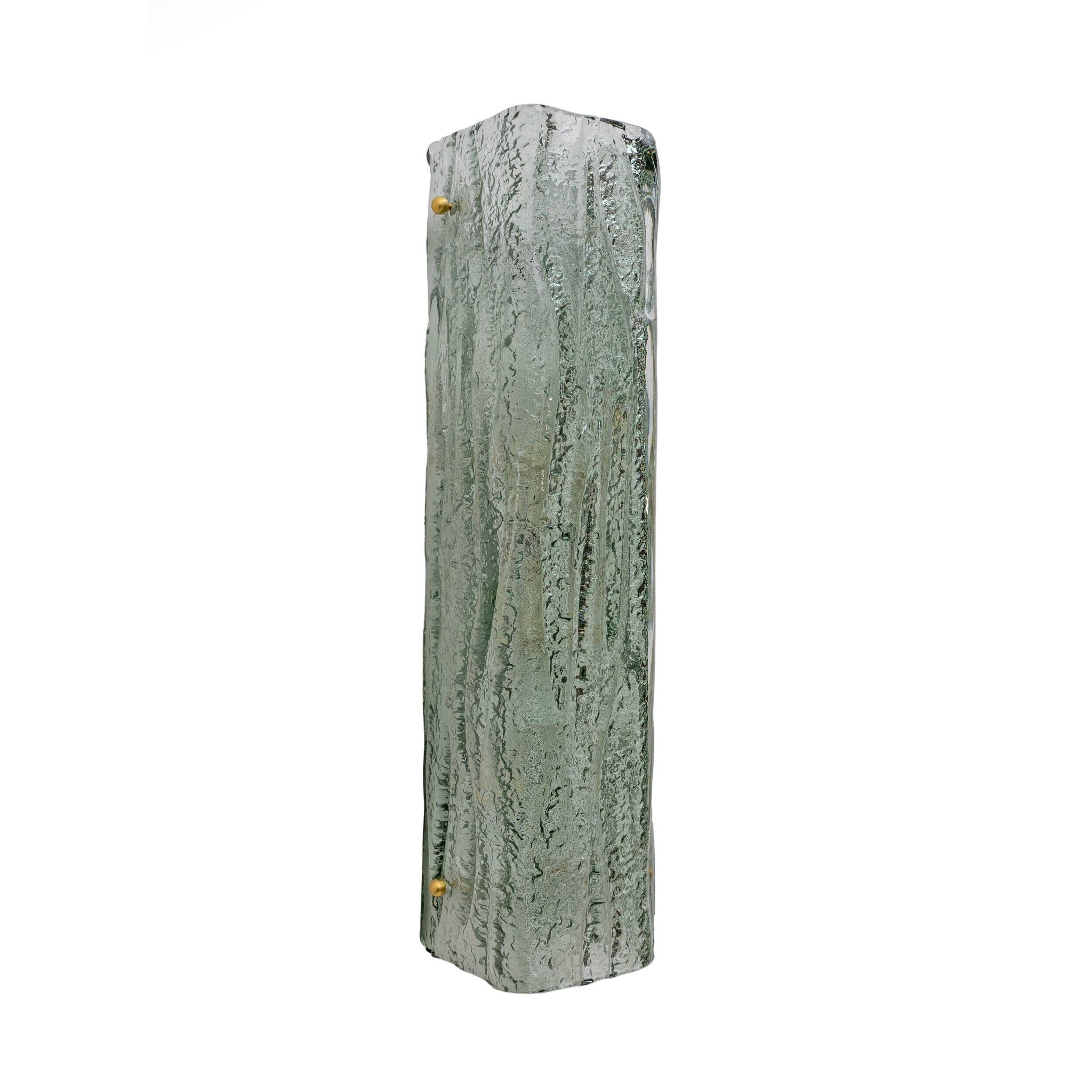 Pair of Mazzega-Style Aquamarine Murano Glass Sconces