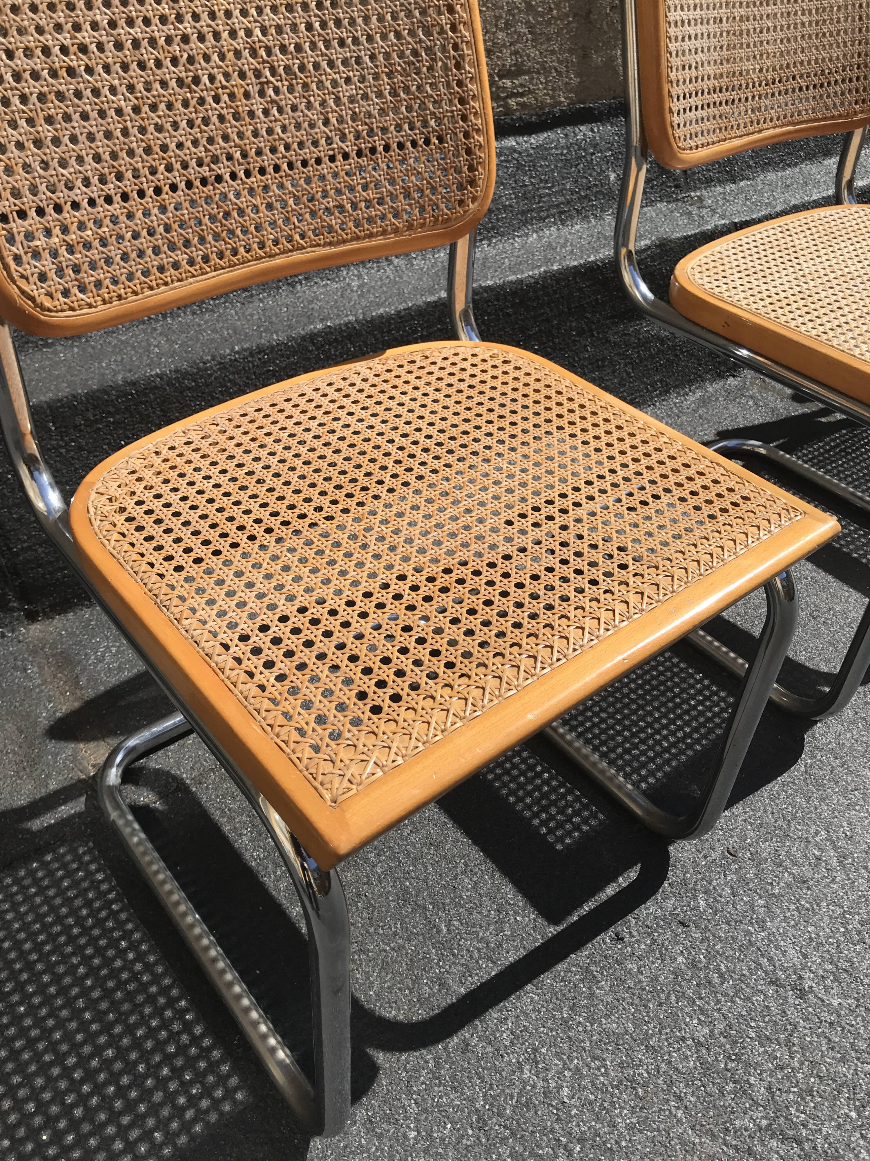 4 chaises Cesca B32 Marcel Breuer