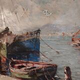 Tableau Port de St Tropez XXème siècle