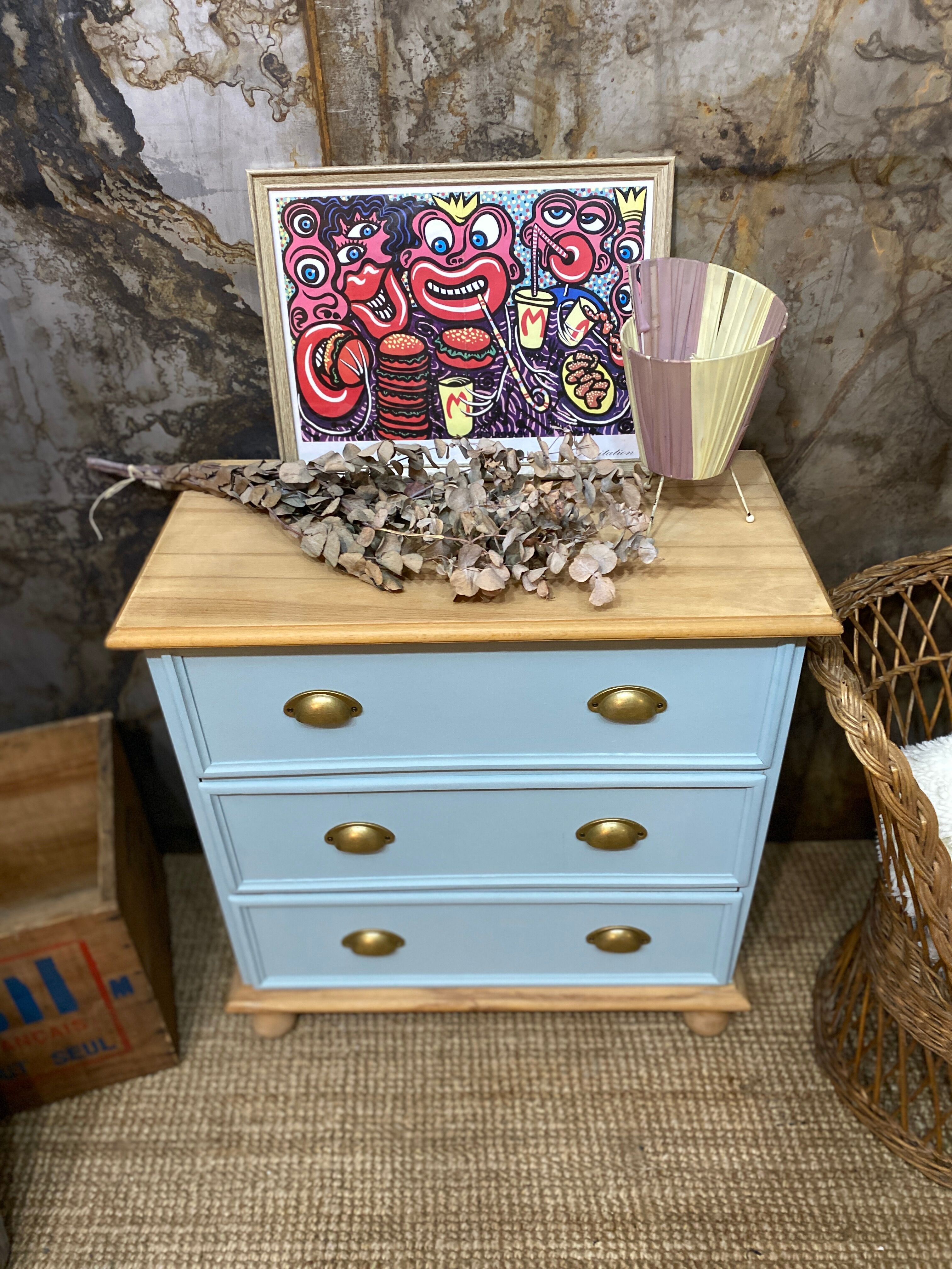 Raw wood & fresh water chest of drawers