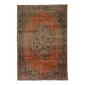 Turkish Anatolian Handmade Vintage Rug 270 cm x 174 cm