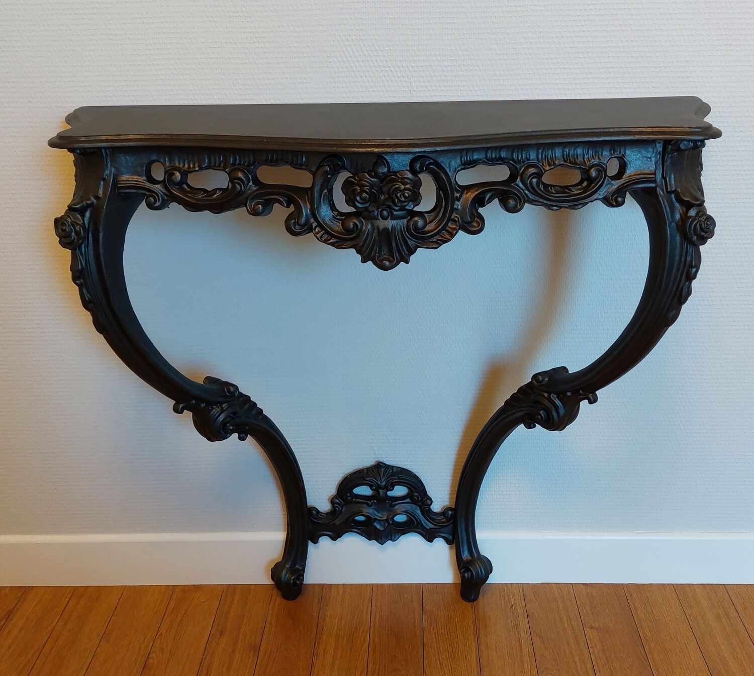 Baroque wall console, steel black