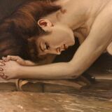 Ancienne huile sur toile représentant une scène de nu