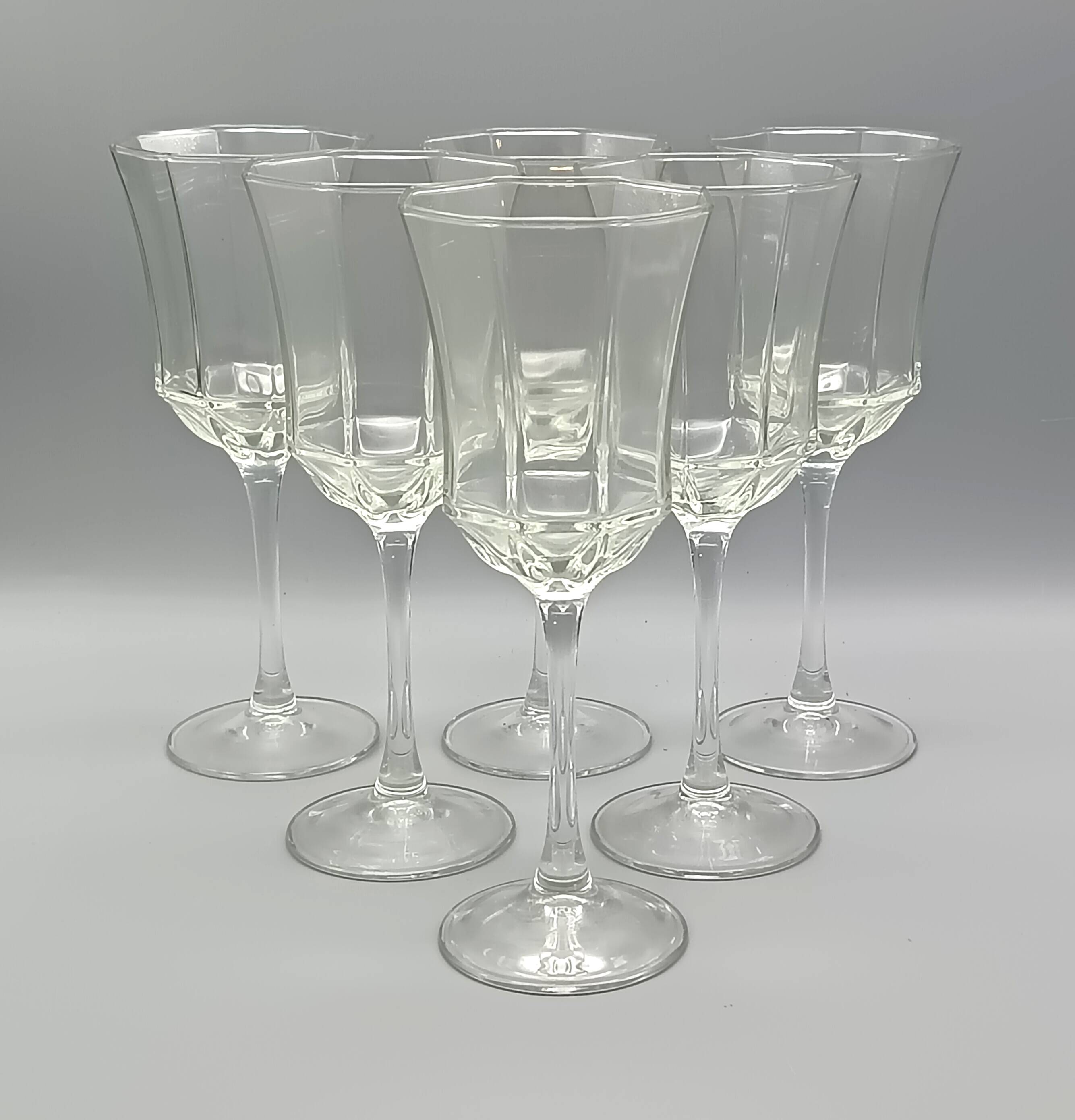 6 large luminarc octime vintage france stemmed glasses