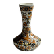 Petit vase soliflore blanc à décor floral et animalier orange H14 L9