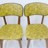 Set of 4 chairs yellow & black camouflage 1950 vintage rockabilly 50s French bistro chairs