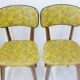 Suite de 4 chaises bistrot camouflage jaune & noir 1950 vintage French 50's rockabilly chairs