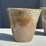 Set of 2 cups in Indonesian ceramic (brown & speckled glazed matte)