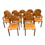 Série de 11 chaises brutaliste Allemagne empilable